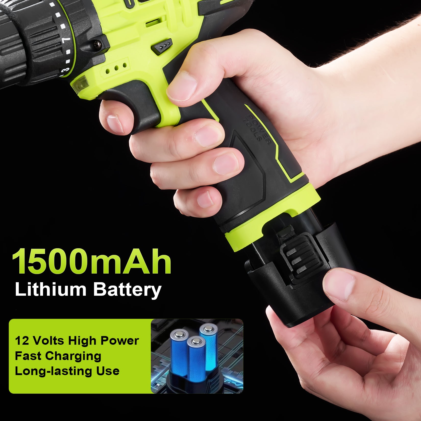 POWKITS Cordless Drill Tool Set: 12V Power Drill Tool Kit with Battery & Charger, 142Pcs